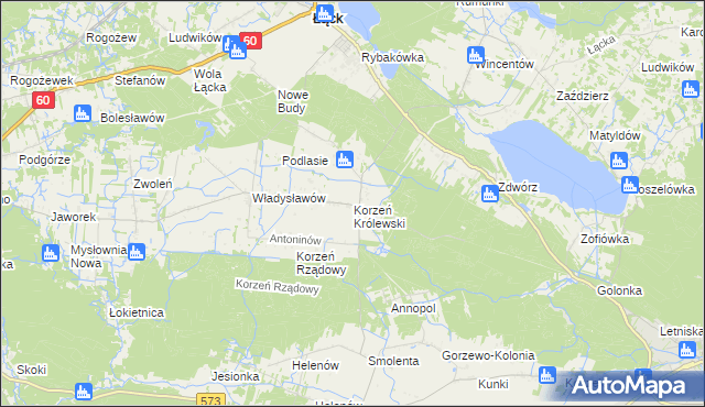 mapa Korzeń Królewski, Korzeń Królewski na mapie Targeo