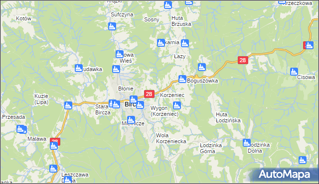 mapa Korzeniec, Korzeniec na mapie Targeo