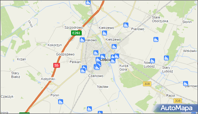 mapa Kościan, Kościan na mapie Targeo