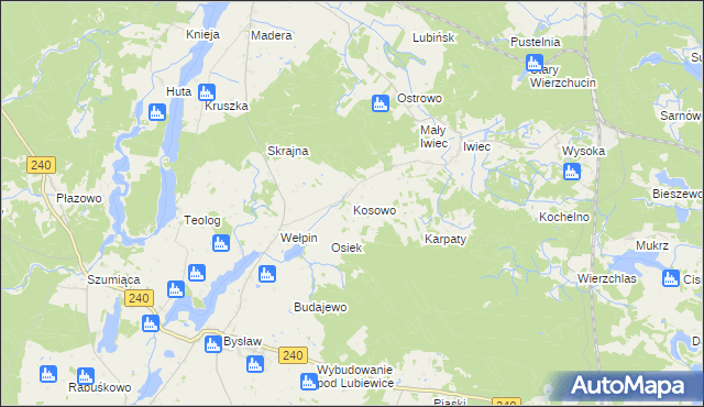 mapa Kosowo gmina Cekcyn, Kosowo gmina Cekcyn na mapie Targeo