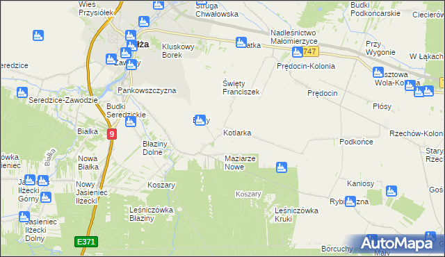 mapa Kotlarka gmina Iłża, Kotlarka gmina Iłża na mapie Targeo