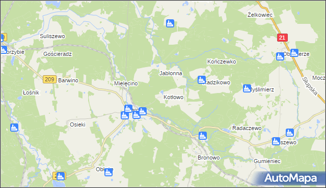 mapa Kotłowo gmina Kępice, Kotłowo gmina Kępice na mapie Targeo