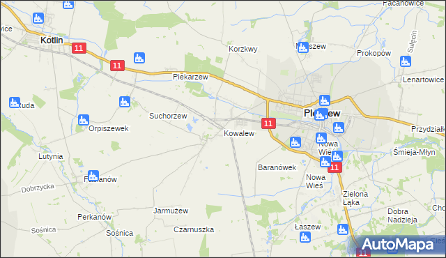 mapa Kowalew gmina Pleszew, Kowalew gmina Pleszew na mapie Targeo