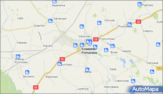 mapa Kowalewo Pomorskie, Kowalewo Pomorskie na mapie Targeo