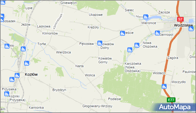 mapa Kowalów Górny, Kowalów Górny na mapie Targeo