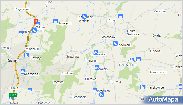 mapa Kowalskie gmina Kondratowice, Kowalskie gmina Kondratowice na mapie Targeo
