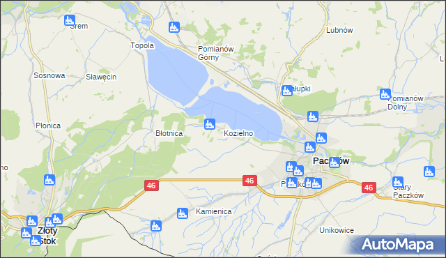 mapa Kozielno, Kozielno na mapie Targeo