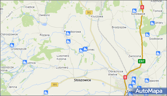 mapa Koziniec gmina Ząbkowice Śląskie, Koziniec gmina Ząbkowice Śląskie na mapie Targeo