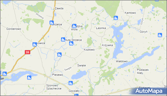 mapa Kozłowo gmina Łasin, Kozłowo gmina Łasin na mapie Targeo