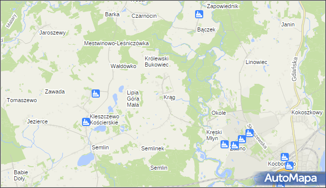 mapa Krąg gmina Starogard Gdański, Krąg gmina Starogard Gdański na mapie Targeo