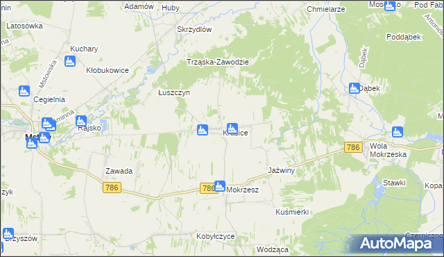 mapa Krasice gmina Mstów, Krasice gmina Mstów na mapie Targeo