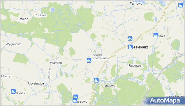 mapa Kraśnik Koszaliński, Kraśnik Koszaliński na mapie Targeo