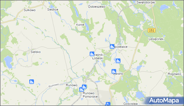 mapa Kraśnik Łobeski, Kraśnik Łobeski na mapie Targeo
