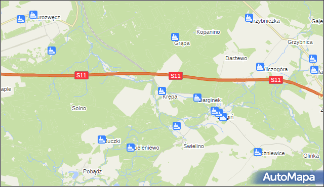 mapa Krępa gmina Bobolice, Krępa gmina Bobolice na mapie Targeo