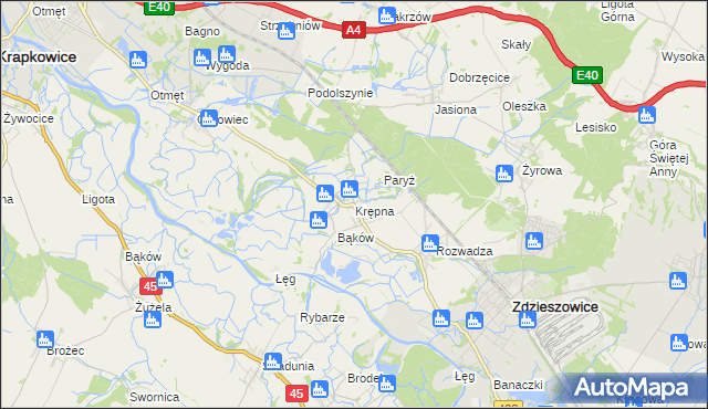 mapa Krępna, Krępna na mapie Targeo