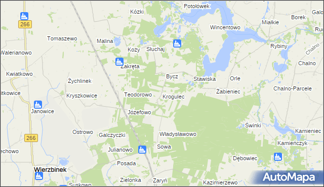 mapa Krogulec gmina Piotrków Kujawski, Krogulec gmina Piotrków Kujawski na mapie Targeo