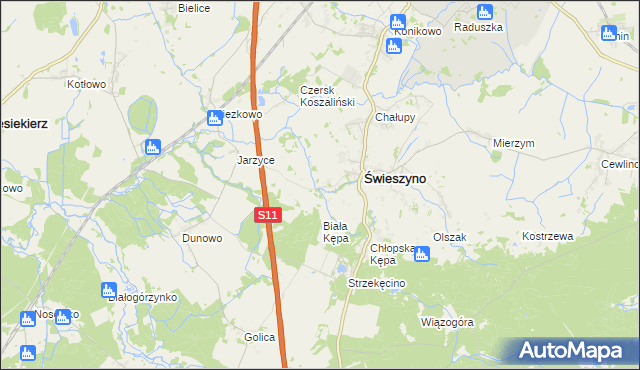 mapa Krokowo gmina Świeszyno, Krokowo gmina Świeszyno na mapie Targeo