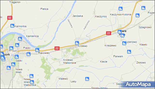 mapa Królewo gmina Stare Pole, Królewo gmina Stare Pole na mapie Targeo