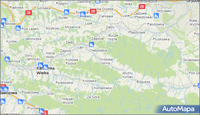 mapa Królowa Górna, Królowa Górna na mapie Targeo