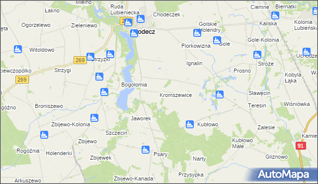 mapa Kromszewice, Kromszewice na mapie Targeo