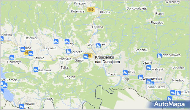 mapa Krościenko nad Dunajcem, Krościenko nad Dunajcem na mapie Targeo