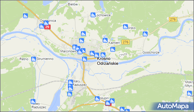 mapa Krosno Odrzańskie, Krosno Odrzańskie na mapie Targeo