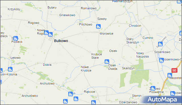 mapa Krubice Stare, Krubice Stare na mapie Targeo