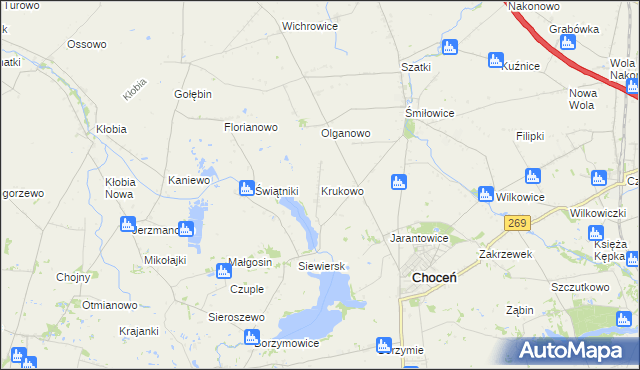 mapa Krukowo gmina Choceń, Krukowo gmina Choceń na mapie Targeo