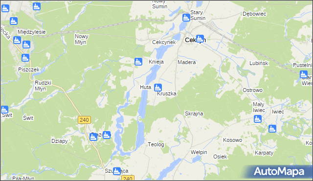 mapa Kruszka gmina Cekcyn, Kruszka gmina Cekcyn na mapie Targeo