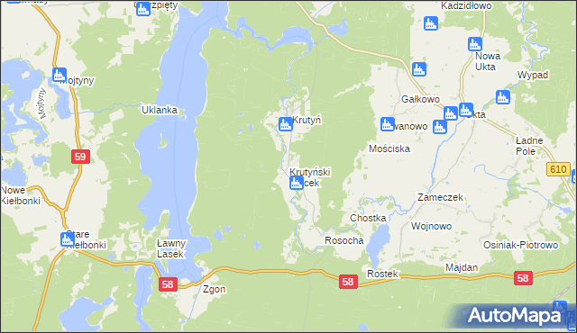 mapa Krutyński Piecek, Krutyński Piecek na mapie Targeo