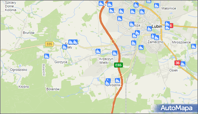 mapa Krzeczyn Wielki, Krzeczyn Wielki na mapie Targeo