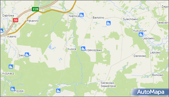 mapa Krzekoszewo, Krzekoszewo na mapie Targeo