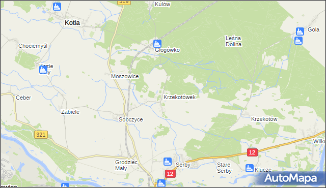 mapa Krzekotówek, Krzekotówek na mapie Targeo