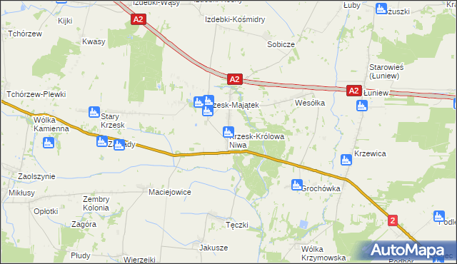mapa Krzesk-Królowa Niwa, Krzesk-Królowa Niwa na mapie Targeo