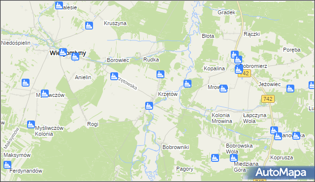 mapa Krzętów, Krzętów na mapie Targeo