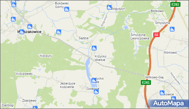 mapa Krzycko Wielkie, Krzycko Wielkie na mapie Targeo