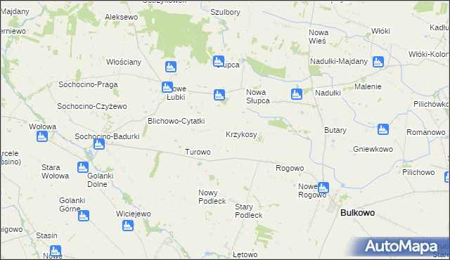 mapa Krzykosy gmina Bulkowo, Krzykosy gmina Bulkowo na mapie Targeo