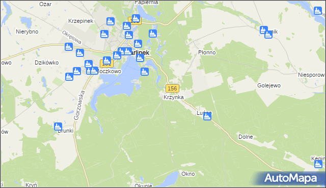 mapa Krzynka gmina Barlinek, Krzynka gmina Barlinek na mapie Targeo