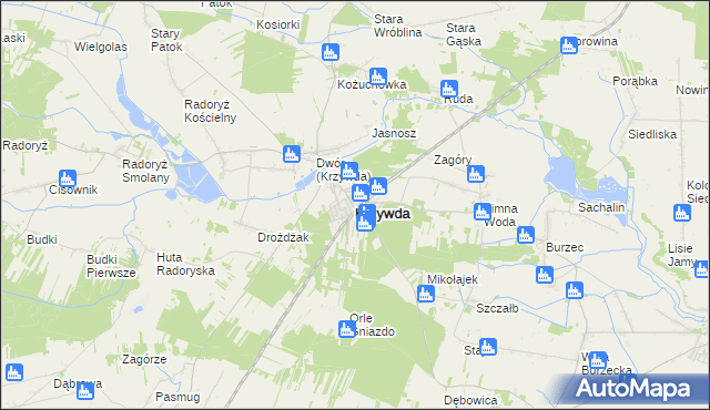 mapa Krzywda powiat łukowski, Krzywda powiat łukowski na mapie Targeo