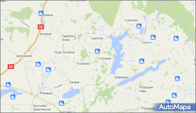 mapa Krzywka, Krzywka na mapie Targeo