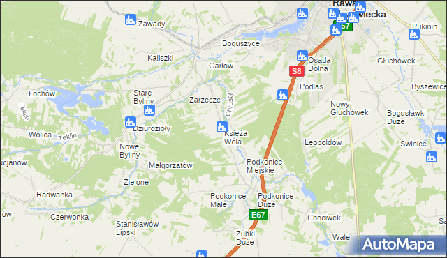 mapa Księża Wola, Księża Wola na mapie Targeo