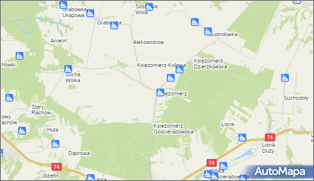 mapa Księżomierz, Księżomierz na mapie Targeo