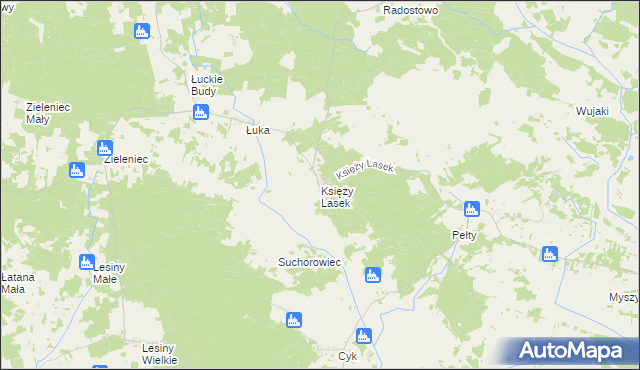 mapa Księży Lasek, Księży Lasek na mapie Targeo