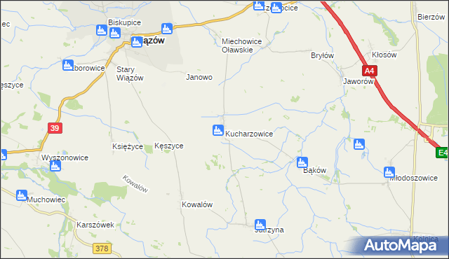 mapa Kucharzowice, Kucharzowice na mapie Targeo