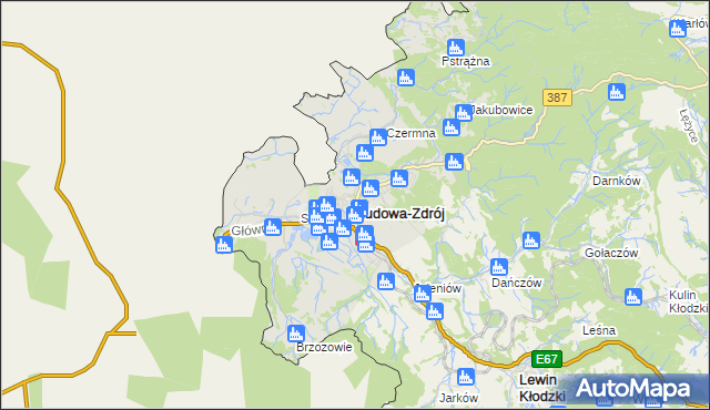 mapa Kudowa-Zdrój, Kudowa-Zdrój na mapie Targeo