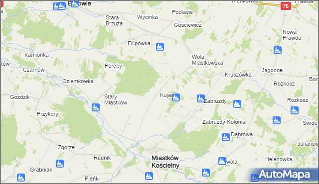 mapa Kujawy gmina Miastków Kościelny, Kujawy gmina Miastków Kościelny na mapie Targeo