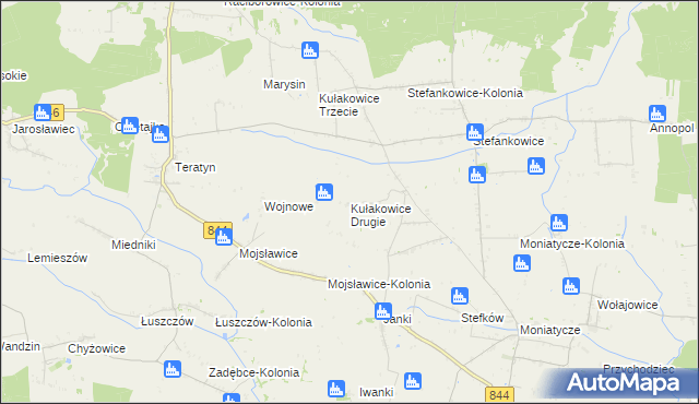 mapa Kułakowice Drugie, Kułakowice Drugie na mapie Targeo