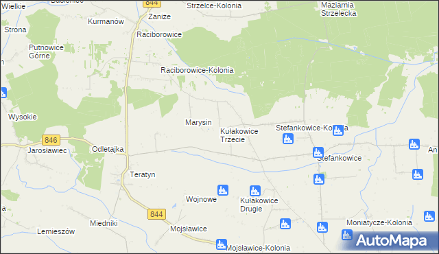 mapa Kułakowice Trzecie, Kułakowice Trzecie na mapie Targeo