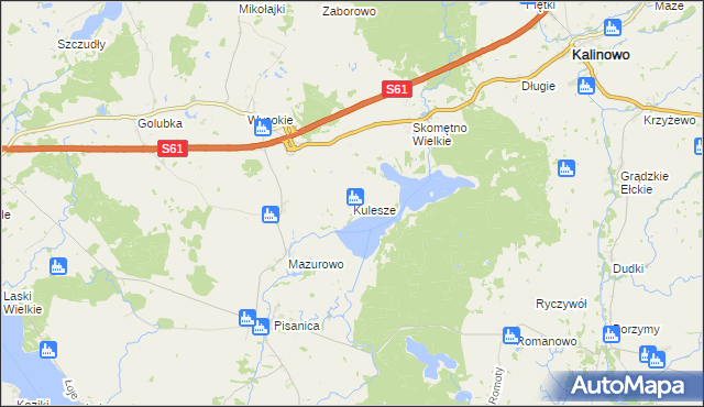 mapa Kulesze gmina Kalinowo, Kulesze gmina Kalinowo na mapie Targeo