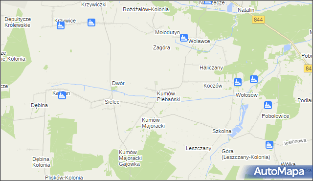 mapa Kumów Plebański, Kumów Plebański na mapie Targeo